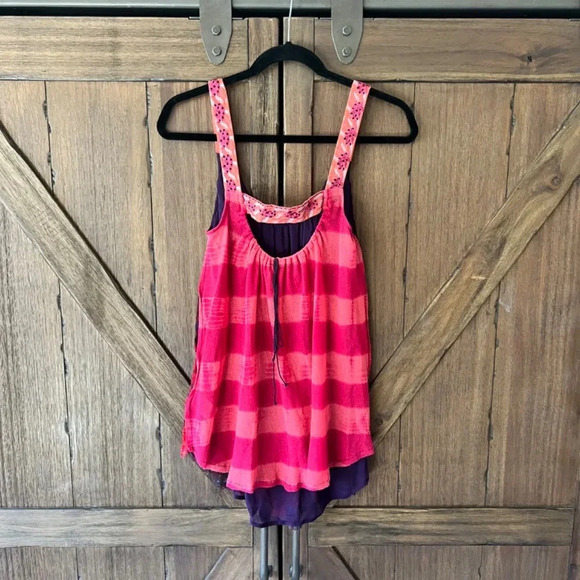 Free People Firecracker Tunic Tank Top Orange Combo Size XS - Picture 5 of 10
